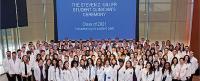 Medical students in the Class of 2021 gather for a group photo at the Steven Z. Miller Student Clinician’s Ceremony.